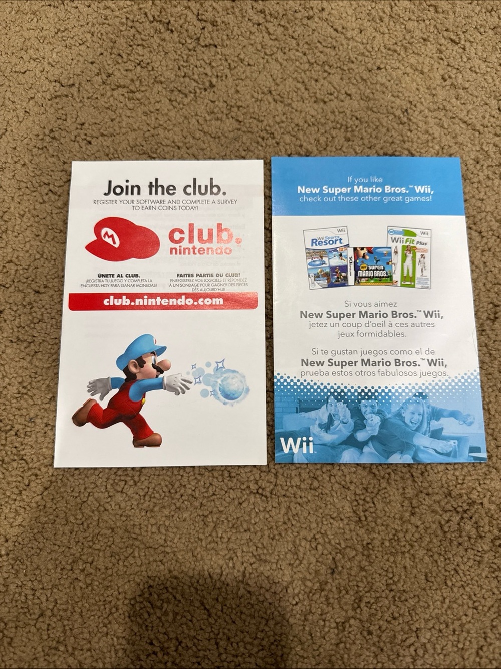 New Super Mario Bros. Wii OEM Inserts Only Club Nintendo Advertisement No Game